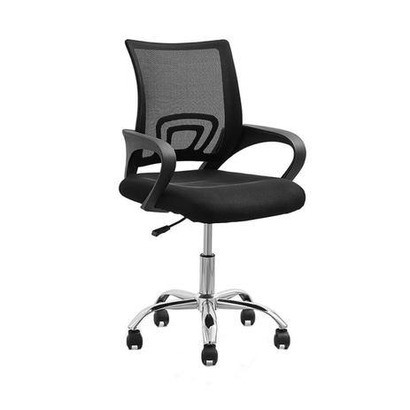 Cadeira de Escritório Giratória Office Santiago Base Cromada Rivatti Móveis Preto Menor preço em Cadeira de Escritório Giratória Office Santiago Base Cromada Rivatti Móveis Preto