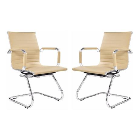 Cadeira De Escritório Interlocutor Fixa Em Couro PU (kit com 2 peças) Cores - Kelter Menor preço em Cadeira De Escritório Interlocutor Fixa Em Couro PU (kit com 2 peças) Cores - Kelter