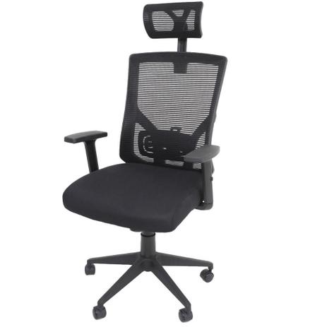 Cadeira De Escritório Presidente Tela Mesh Com Ajuste de Lombar Com Apoio De Cabeça Monaco - Preta - Baba Shop Menor preço em Cadeira De Escritório Presidente Tela Mesh Com Ajuste de Lombar Com Apoio De Cabeça Monaco - Preta - Baba Shop