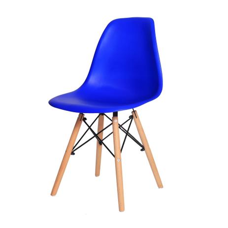 Cadeira De Jantar Charles Eames Eiffel Azul Bic Base De Madeira - Baba shop é boa?