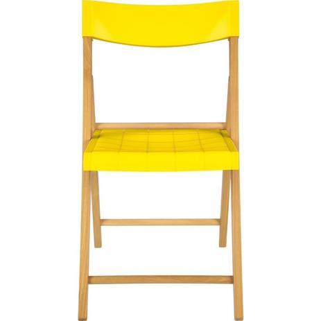 Cadeira de madeira tauari com assento e encosto em plastico amarelo potenza envernizado - Tramontina Menor preço em Cadeira de madeira tauari com assento e encosto em plastico amarelo potenza envernizado - Tramontina