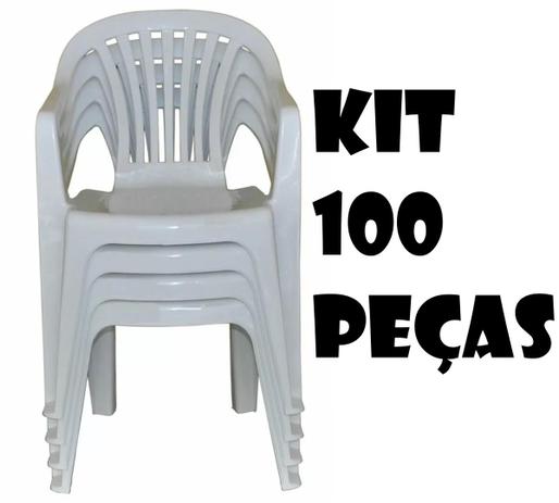 Cadeira De Plastico Poltrona Branco Empilhável Kit 100 Un - Antares Menor preço em Cadeira De Plastico Poltrona Branco Empilhável Kit 100 Un - Antares