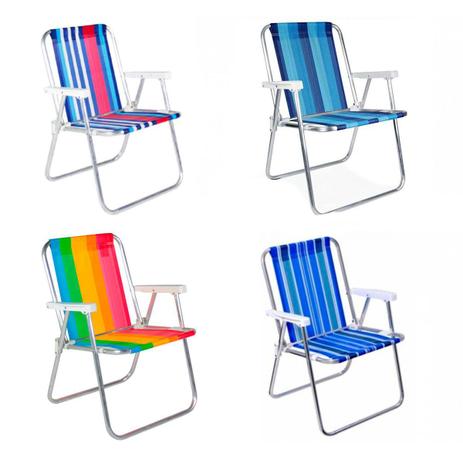 Cadeira de praia alta em aluminio sortida - BEL FIX - Cadeira de Praia -  Magazine Luiza