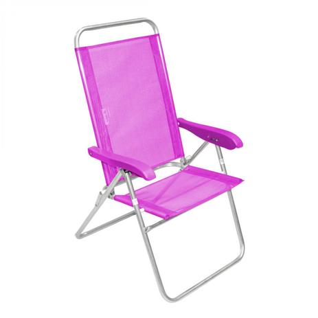 Cadeira de Praia Encosto Alto Reclinável Alumínio Sanet Ronchetti Rosa Menor preço em Cadeira de Praia Encosto Alto Reclinável Alumínio Sanet Ronchetti Rosa