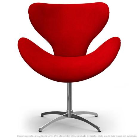 Cadeira Decorativa Poltrona Egg Vermelha com Base Giratória - Clefatos Menor preço em Cadeira Decorativa Poltrona Egg Vermelha com Base Giratória - Clefatos
