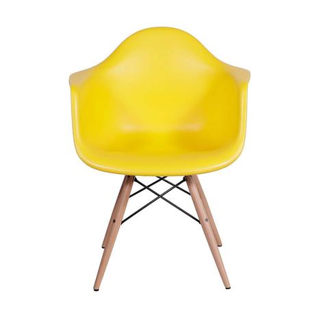 Cadeira Dkr Eiffel Com Braço - Base de Madeira - Amarelo - Tommy Design Menor preço em Cadeira Dkr Eiffel Com Braço - Base de Madeira - Amarelo - Tommy Design