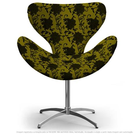 Cadeira Egg Floral Preto e Amarelo Poltrona Decorativa com Base Giratória - Lubrano decor Menor preço em Cadeira Egg Floral Preto e Amarelo Poltrona Decorativa com Base Giratória - Lubrano decor