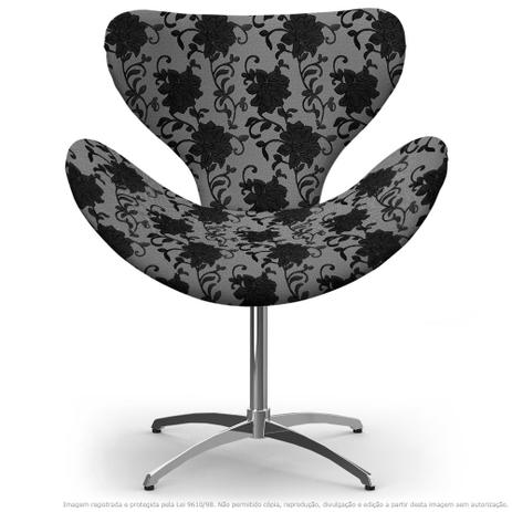 Cadeira Egg Floral Preto e Cinza Poltrona Decorativa com Base Giratória - Lubrano decor Menor preço em Cadeira Egg Floral Preto e Cinza Poltrona Decorativa com Base Giratória - Lubrano decor