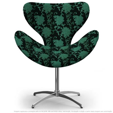 Cadeira Egg Floral Verde e Preto Poltrona Decorativa com Base Giratória - Lubrano decor Menor preço em Cadeira Egg Floral Verde e Preto Poltrona Decorativa com Base Giratória - Lubrano decor