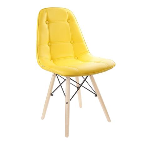 Cadeira Estofada Charles Eames Luxo Botonê Amarela Tl-Cdd-01-4 Trevalla Menor preço em Cadeira Estofada Charles Eames Luxo Botonê Amarela Tl-Cdd-01-4 Trevalla