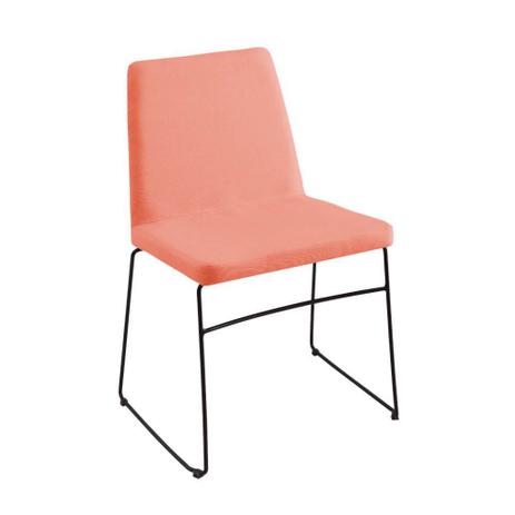 Cadeira Estofada Paris com Pés Aço Preto - Linho Coral - Daf Menor preço em Cadeira Estofada Paris com Pés Aço Preto - Linho Coral - Daf