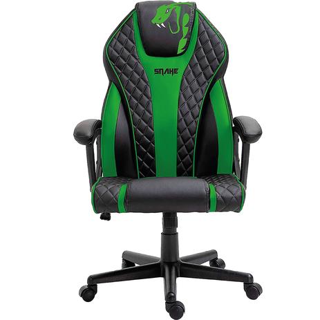 Cadeira Gamer Advanced Snake Naja reclinável giratória preta e verde 411 Menor preço em Cadeira Gamer Advanced Snake Naja reclinável giratória preta e verde 411