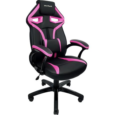 Cadeira gamer MX1 giratoria preto e rosa Mymax Menor preço em Cadeira gamer MX1 giratoria preto e rosa Mymax