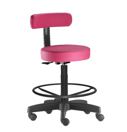 Cadeira Mocho Para Clínicas Rosa Base Preta Com Apoio Para os Pés - Flex mesas e cadeiras Menor preço em Cadeira Mocho Para Clínicas Rosa Base Preta Com Apoio Para os Pés - Flex mesas e cadeiras