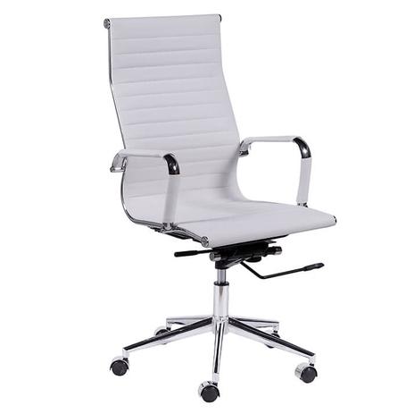 Cadeira Office Eames Presidente com Rodízio e Sistema Relax Branca - Decor design Menor preço em Cadeira Office Eames Presidente com Rodízio e Sistema Relax Branca - Decor design