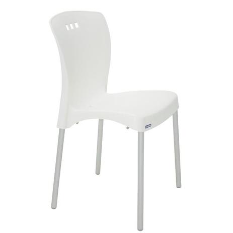 Cadeira plastica mona branca com pernas de aluminio anodizadas - Tramontina Menor preço em Cadeira plastica mona branca com pernas de aluminio anodizadas - Tramontina