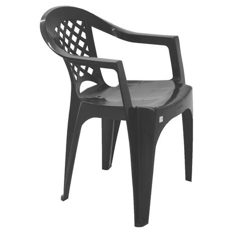 Cadeira plastica monobloco com bracos iguape preta - TRAMONTINA Menor preço em Cadeira plastica monobloco com bracos iguape preta - TRAMONTINA