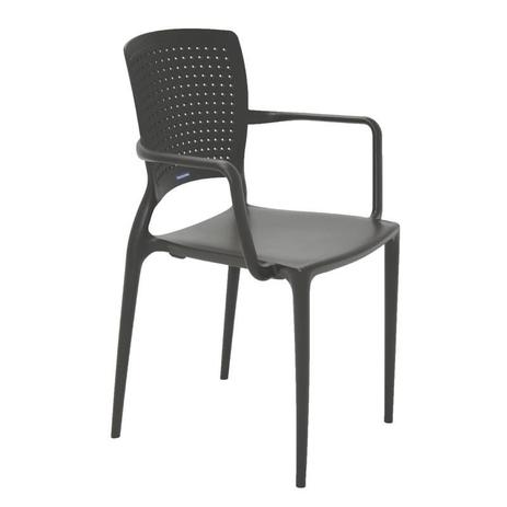 Cadeira plastica monobloco com bracos safira marron - Tramontina Menor preço em Cadeira plastica monobloco com bracos safira marron - Tramontina