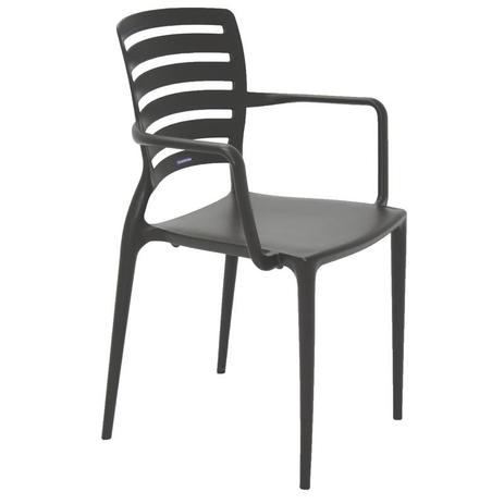 Cadeira plastica monobloco com bracos sofia marrom encosto vazado horizontal - Tramontina Menor preço em Cadeira plastica monobloco com bracos sofia marrom encosto vazado horizontal - Tramontina