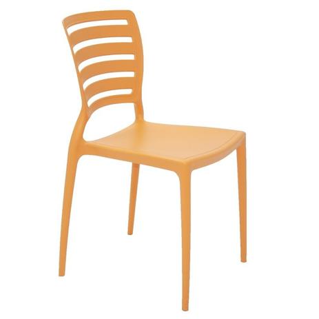 Cadeira plastica monobloco sofia laranja encosto vazado horizontal - Tramontina Menor preço em Cadeira plastica monobloco sofia laranja encosto vazado horizontal - Tramontina