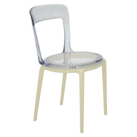 Cadeira plastica montavel luna c base bege e assento transparente - Tramontina Menor preço em Cadeira plastica montavel luna c base bege e assento transparente - Tramontina