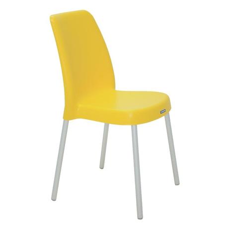 Cadeira plastica vanda amarela com pernas de aluminio anodizadas - Tramontina Menor preço em Cadeira plastica vanda amarela com pernas de aluminio anodizadas - Tramontina