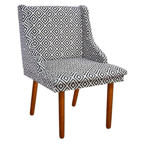 Cadeira Poltrona Decorativa Liz Estampado Quadrado Preto e Branco D64 - DRossi é boa?