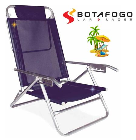 Cadeira Praia Reclinável 5 Posições Copacabana Aluminio 120kg - Botafogo Menor preço em Cadeira Praia Reclinável 5 Posições Copacabana Aluminio 120kg - Botafogo