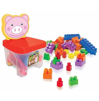 Cadeirinha kidverte com blocos de montar porquinho pig 28 pecas - Big star Menor preço em Cadeirinha kidverte com blocos de montar porquinho pig 28 pecas - Big star