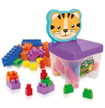 Cadeirinha kidverte com blocos de montar tigre 28 pecas - Big star Menor preço em Cadeirinha kidverte com blocos de montar tigre 28 pecas - Big star