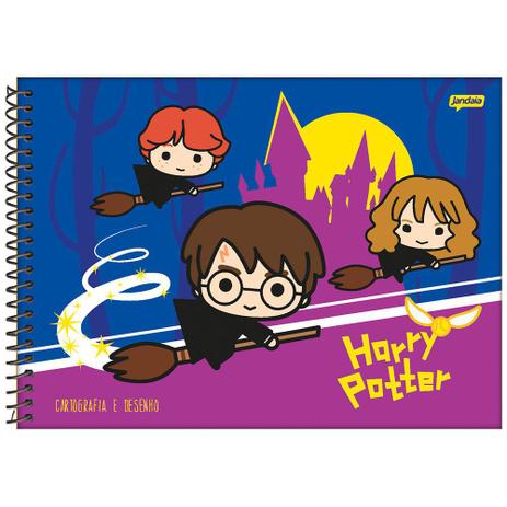 Caderno de Cartografia e Desenho Harry Potter - Azul/Roxo - Jandaia Menor preço em Caderno de Cartografia e Desenho Harry Potter - Azul/Roxo - Jandaia
