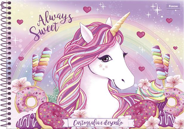 Menor preço em Caderno Desenho UNIV Capa Dura Unicornio 96FLS. Foroni