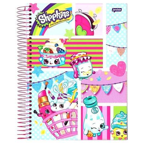 Caderno Espiral 96 Folhas Shopkins Jandaia Menor preço em Caderno Espiral 96 Folhas Shopkins Jandaia