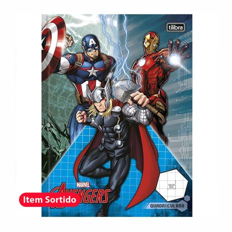 Caderno Quadriculado Brochura 1x1cm 40Fls Avengers Tilibra Menor preço em Caderno Quadriculado Brochura 1x1cm 40Fls Avengers Tilibra