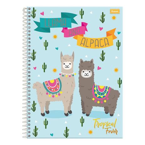 Caderno Tropical Fever - Lhama And Alpaca - 15 Matérias - Foroni Menor preço em Caderno Tropical Fever - Lhama And Alpaca - 15 Matérias - Foroni