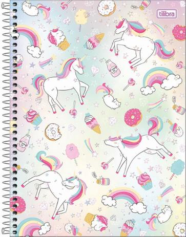 Caderno Univ. 10 Mat. Unicórnio Blink Doces Espiral Capa Dura Tilibra Menor preço em Caderno Univ. 10 Mat. Unicórnio Blink Doces Espiral Capa Dura Tilibra