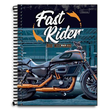 Caderno Univ 10mat Cadersil Fast Rider Chopper Preta/Laranja Menor preço em Caderno Univ 10mat Cadersil Fast Rider Chopper Preta/Laranja