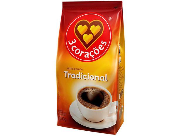 Café Torrado e Moído 3 Corações Tradicional - Pacote 250g Menor preço em Café Torrado e Moído 3 Corações Tradicional - Pacote 250g