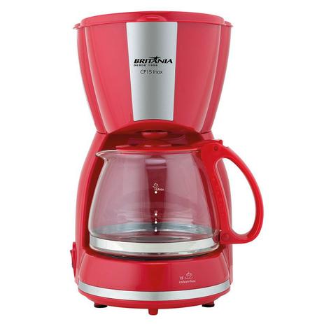 Cafeteira Britânia CP15 Vidro Vermelha com Inox Menor preço em Cafeteira Britânia CP15 Vidro Vermelha com Inox