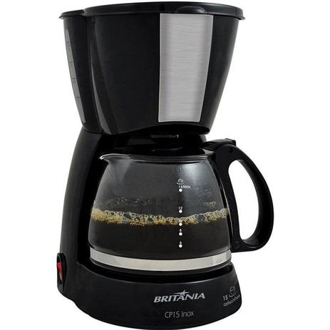 Cafeteira Eletrica Britania 15 Cafes Jarra Vidro Refratario Filtro Permanente - CB15 Preto Menor preço em Cafeteira Eletrica Britania 15 Cafes Jarra Vidro Refratario Filtro Permanente - CB15 Preto