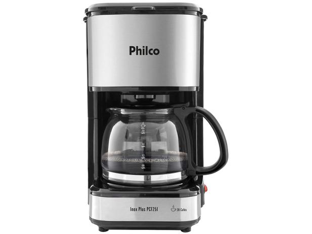 Cafeteira Elétrica Philco Inox Plus PCF25I - 20 Cafés Preta Menor preço em Cafeteira Elétrica Philco Inox Plus PCF25I - 20 Cafés Preta