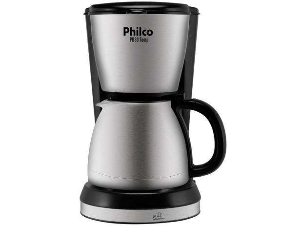 Cafeteira Elétrica Philco PH30 Temp 30 Xícaras - Preto e Aço escovado