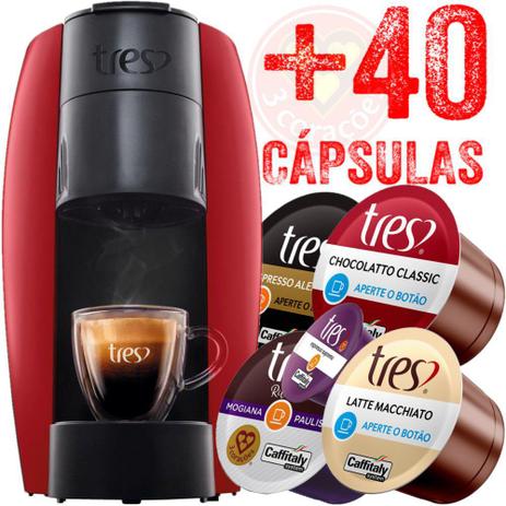 Cafeteira Expresso G1 Lov Vermelha - Tres - 110v + 40 Cápsulas - Três Corações Menor preço em Cafeteira Expresso G1 Lov Vermelha - Tres - 110v + 40 Cápsulas - Três Corações