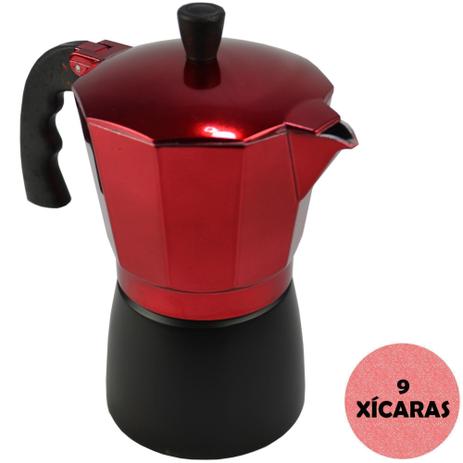Cafeteira Italiana de Alumínio 9 Xícaras Vermelho CBRN08995 - Commerce brasil Menor preço em Cafeteira Italiana de Alumínio 9 Xícaras Vermelho CBRN08995 - Commerce brasil