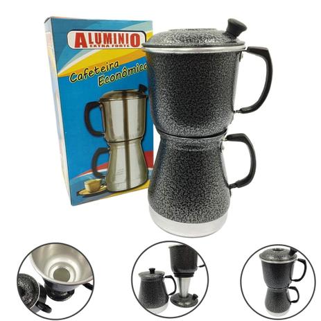 Cafeteira Italiana Econômica Alumínio Forte com Filtro Preta - Alumínio extra forte Menor preço em Cafeteira Italiana Econômica Alumínio Forte com Filtro Preta - Alumínio extra forte
