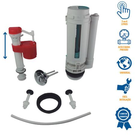 Caixa Acoplada Com Duplo Acionamento Kit de Reparo De 3 e 6 Litros Egaplast Menor preço em Caixa Acoplada Com Duplo Acionamento Kit de Reparo De 3 e 6 Litros Egaplast