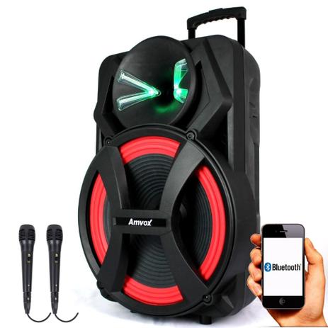 Caixa Amplificada Amvox ACA 900 X Dezoitão - 900w Bluetooth, 2 Microfones Com Fio Menor preço em Caixa Amplificada Amvox ACA 900 X Dezoitão - 900w Bluetooth, 2 Microfones Com Fio