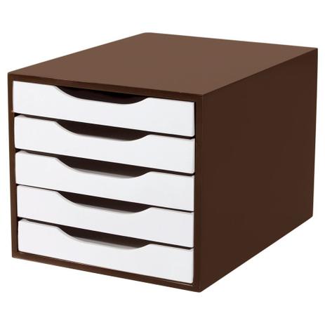 Caixa Arquivo Souza Gaveteiro em MDF Tabaco com 5 Gavetas Brancas - 3312 Menor preço em Caixa Arquivo Souza Gaveteiro em MDF Tabaco com 5 Gavetas Brancas - 3312