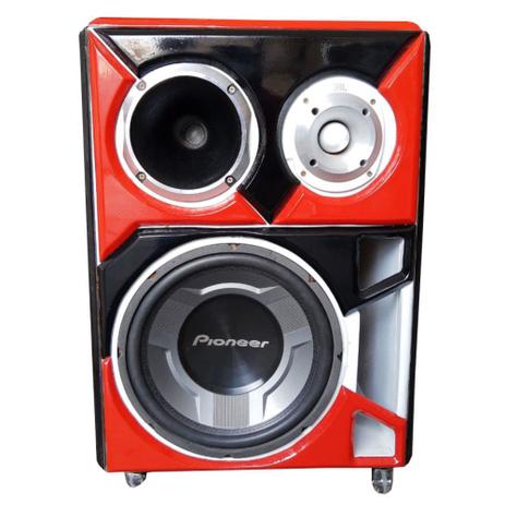 Caixa Bob Residencial Trio Som Pioneer Bluetooth red