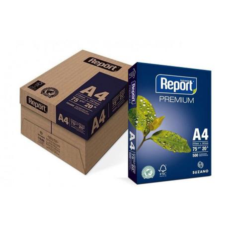 Caixa com 10 unidades Papel Sulfite Report Premium A4 75g 210x297 Com 500 Folhas - Suzano Papel Menor preço em Caixa com 10 unidades Papel Sulfite Report Premium A4 75g 210x297 Com 500 Folhas - Suzano Papel